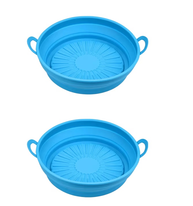 Set de 2 cosuri pentru friteuza cu aer Pipihome, silicon, albastru, 19 x 16 x 7 cm