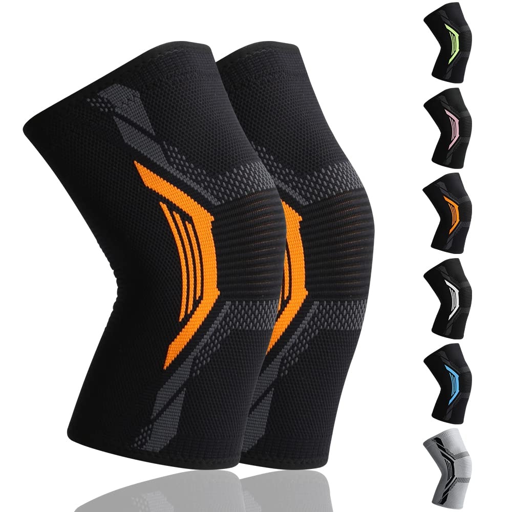 Set de 2 genunchiere Losvcbcx, bumbac, negru/portocaliu, marimea XL
