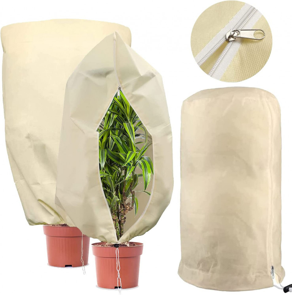 Poze Set de 2 huse pentru plante Shengruili, tesatura, bej, 80 x 100 cm