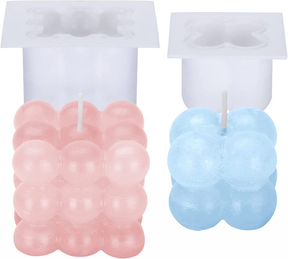 Set de 2 matrite pentru fabricarea lumanarilor EKKONG, alb, silicon