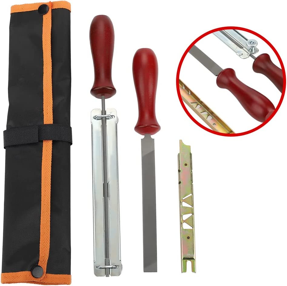 Poze Set de 2 pile pentru ascutire lant de drujba SALVATOR, otel/lemn, rosu/argintiu