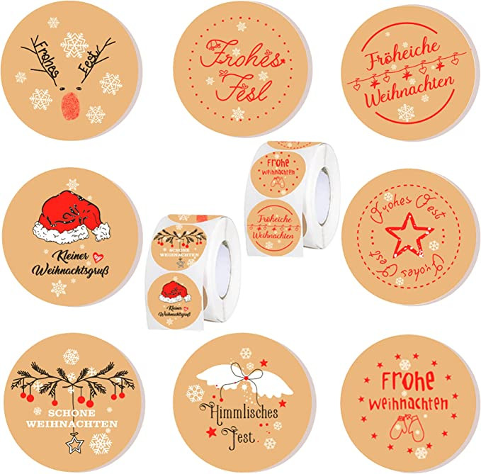 Set de 2 role cu etichete autocolante de Craciun Sunshine smile, hartie, multicolor, 3,5 cm , 1000 bucati