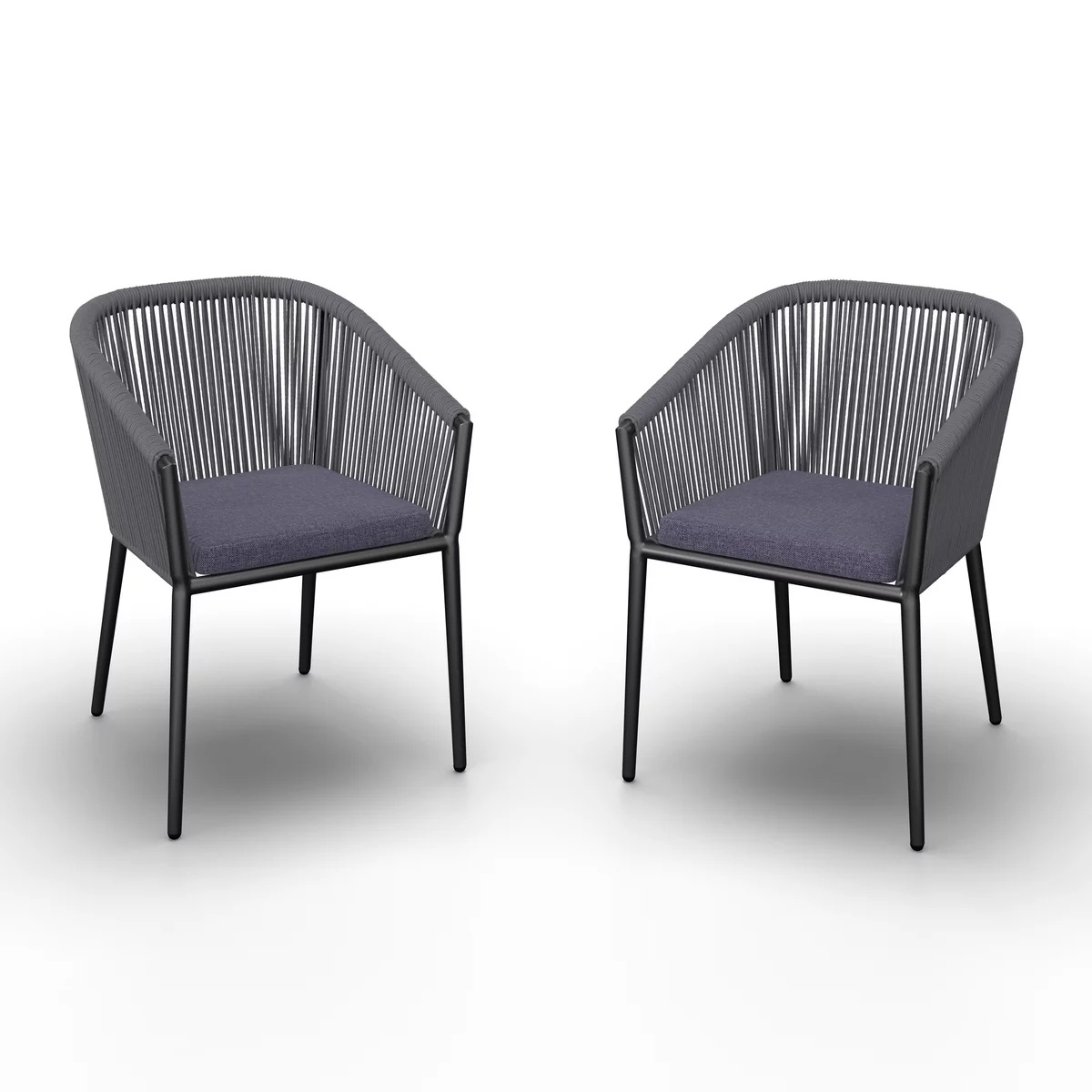 Set de 2 scaune de grădină Benicia Blue din metal/textil, 55/76/63 cm