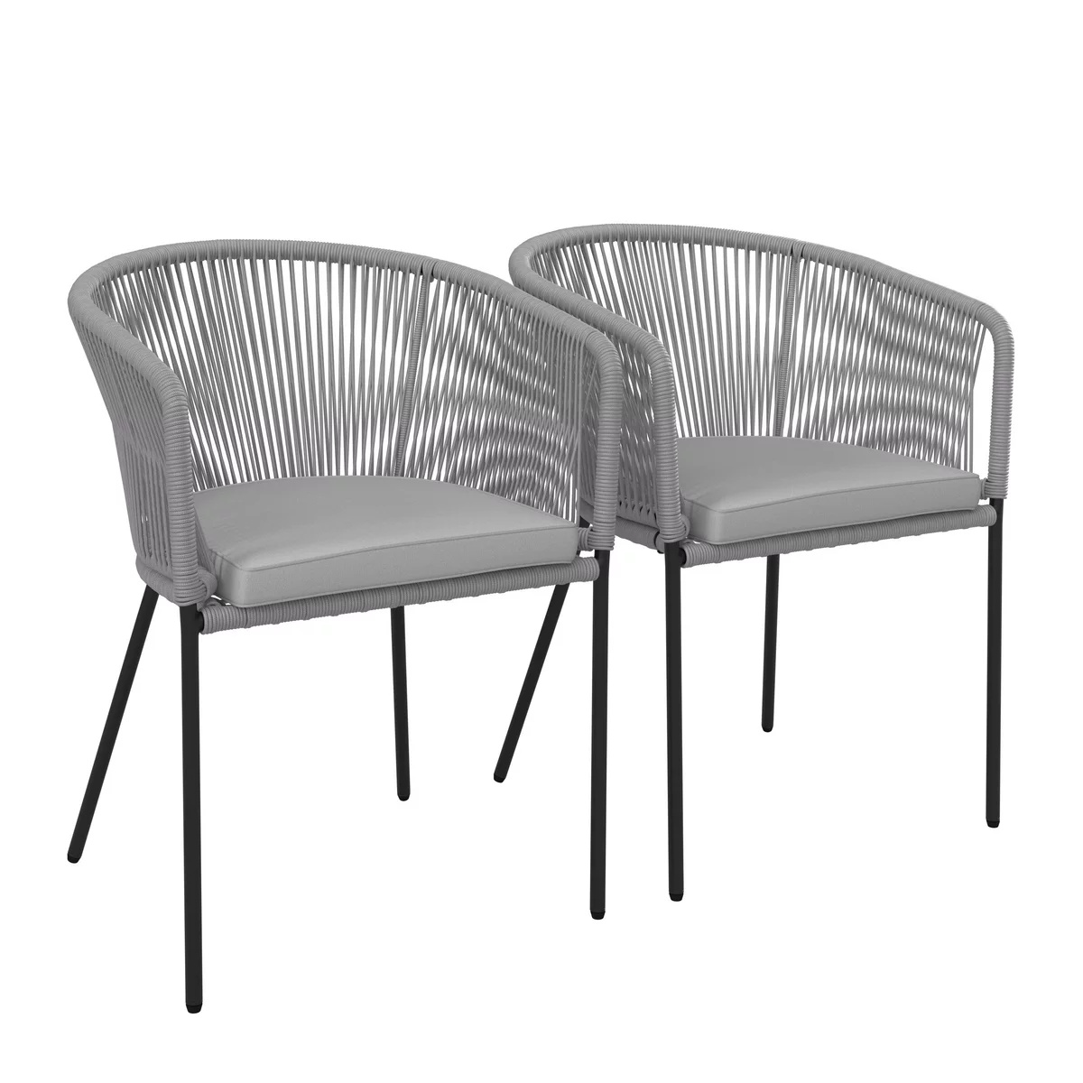Set de 2 scaune de grădină Victor gri deschis metal/textil
