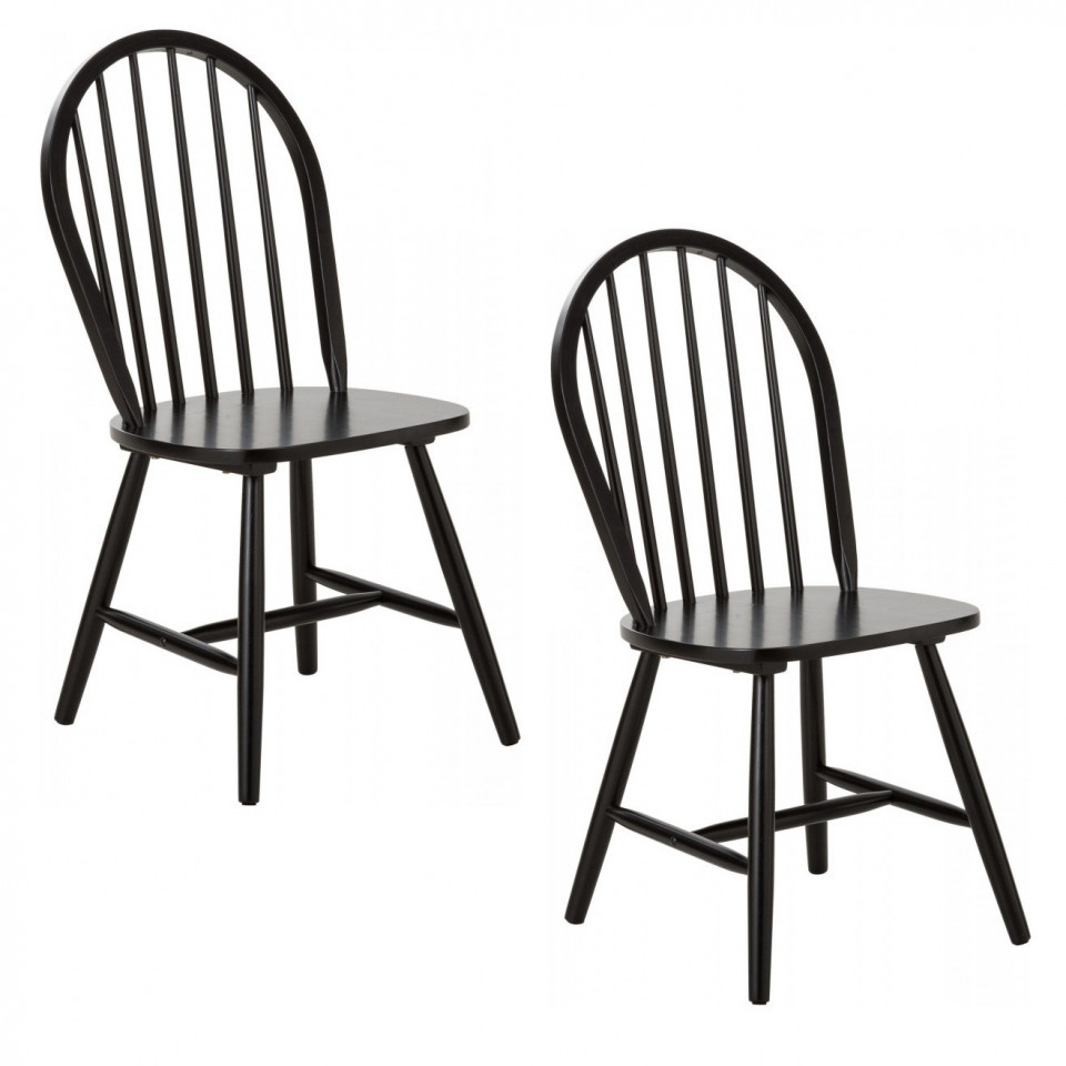 Set de 2 scaune Megan, lemn masiv, negru, 46 x 94 x 51 cm chilipirul-zilei.ro imagine noua 2022