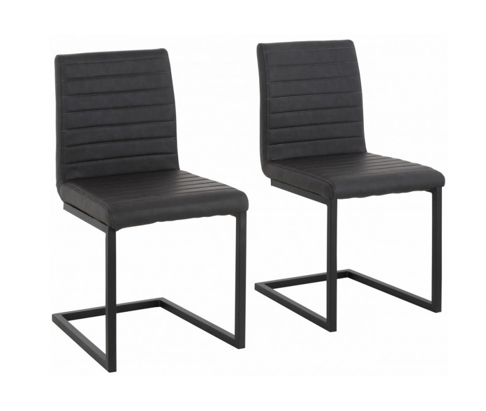 Set de 2 scaune Sabine piele sintetica/metal, negru, 54 x 59 x 87 cm chilipirul-zilei.ro/ imagine 2022 1-1.ro