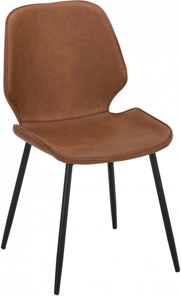 Set de 2 scaune tapitate Louis, metal/piele, maro/negru, 44 x 82 x 58 cm Bucatarie imagine noua