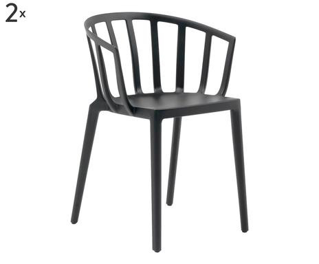Set de 2 scaune Venice, policarbonat, negru mat, 52,2 x 51 x 75 cm 522