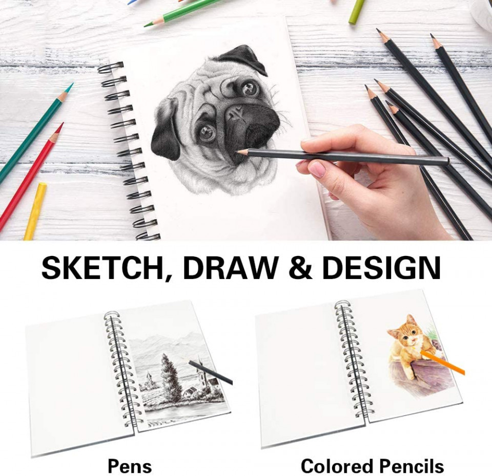 Poze Set de 2 sketchbook-uri pentru schite Tavolozza, hartie, alb/negru, 21,5 x 28 cm