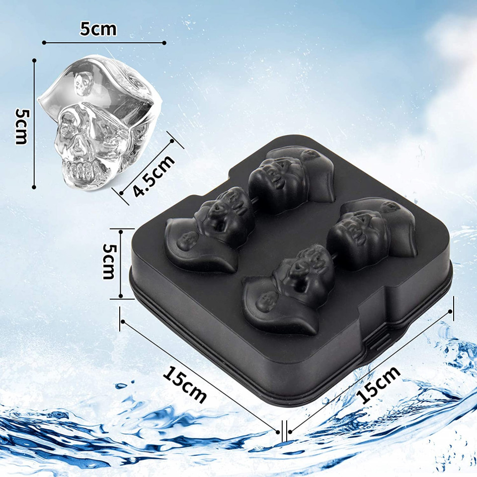 Set de 2 tavi pentru cuburi de gheata M8C, silicon, negru, 15 x 15 x 5 cm
