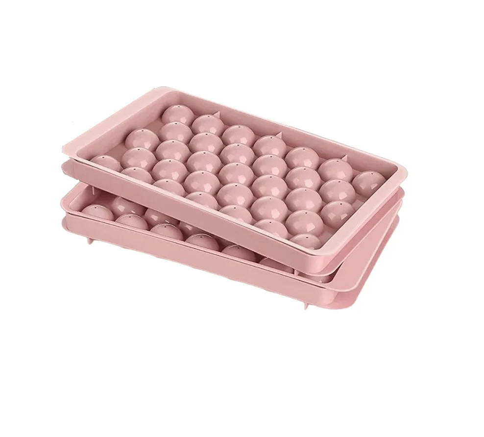 Set de 2 tavi pentru cuburi de gheata Theuwnee, silicon, roz, 25 x 14 x 3 cm