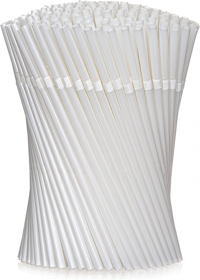 Set de 200 paie biodegradabile pentru bauturi KEYSEACRO, alb, 19,8 cm 198