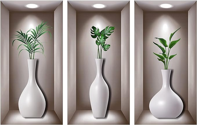 Set de 3 autocolante CAINCAY, vinil, verde/alb, 20cm x 40cm