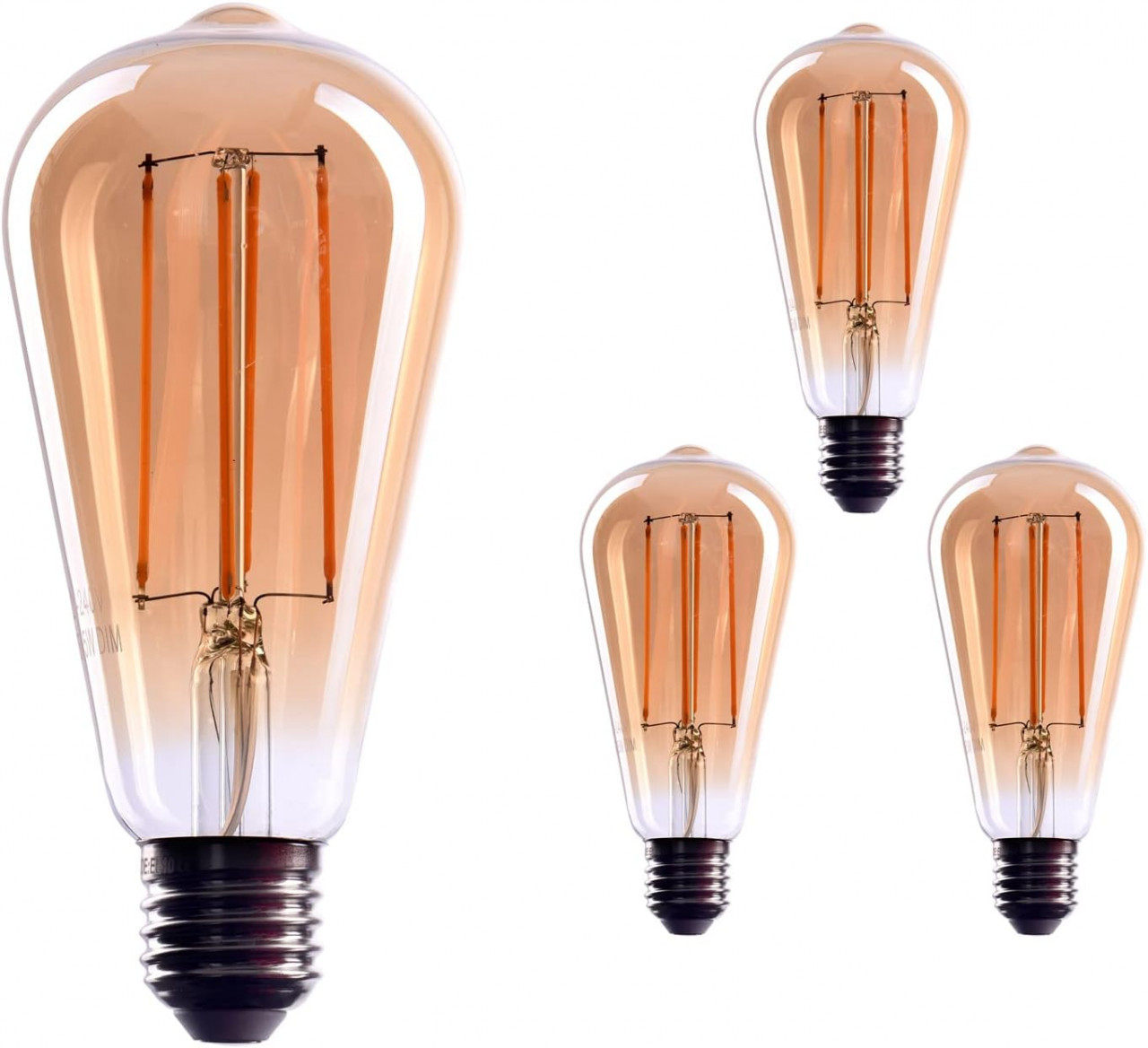 Set de 3 becuri incandescente reglabile cu baza E27 CROWN LED, 110 V-130 V,alb cald, auriu, 320 lumeni, 13,9 x 6 cm 110 imagine noua