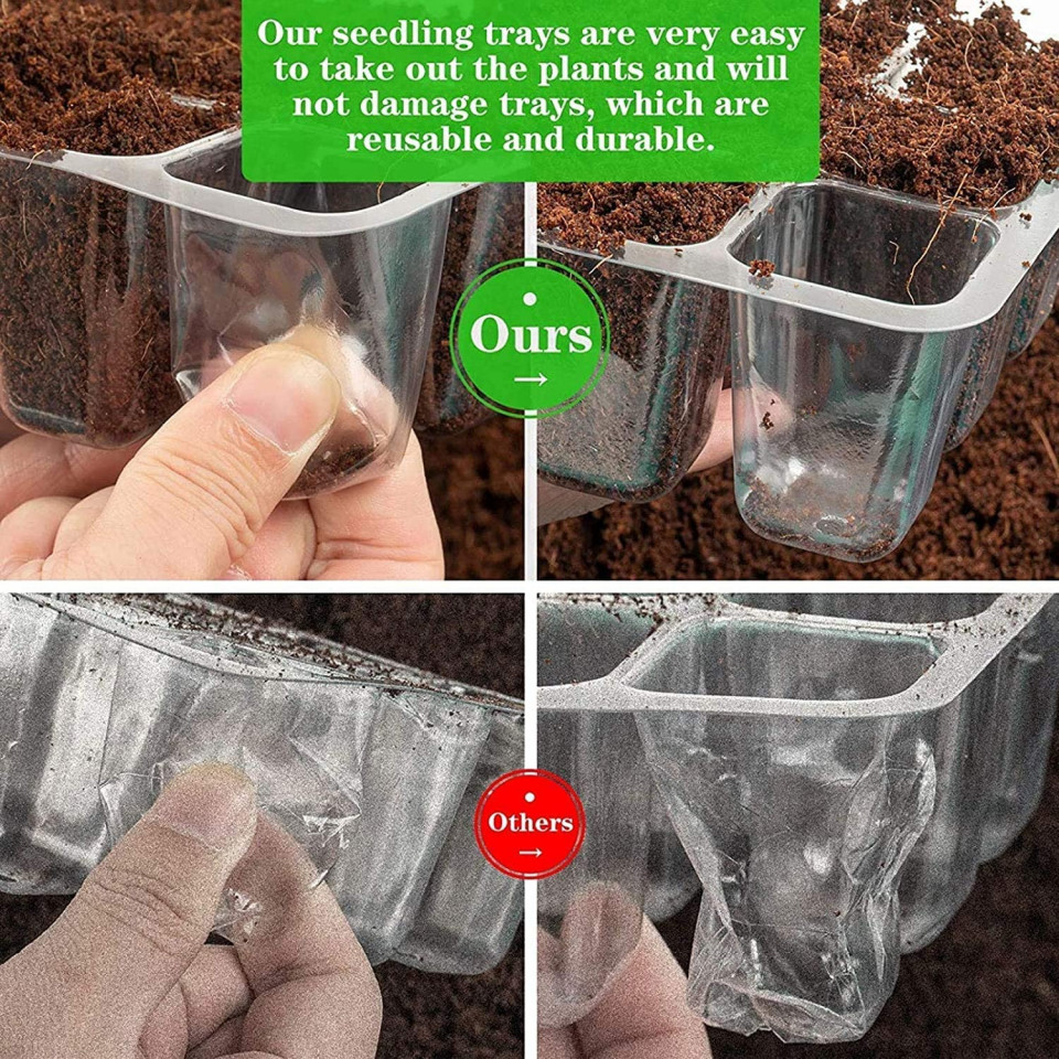 Poze Set de 3 tavi pentru gradinarit cu unelte Sunshine, 29 piese, plastic, transparent/negru, 18,5 x 14,5 x 6,5 cm
