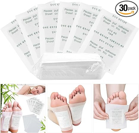 Set de 30 plasturi de detoxifiere pentru talpa JUSTDOLIFE, alb