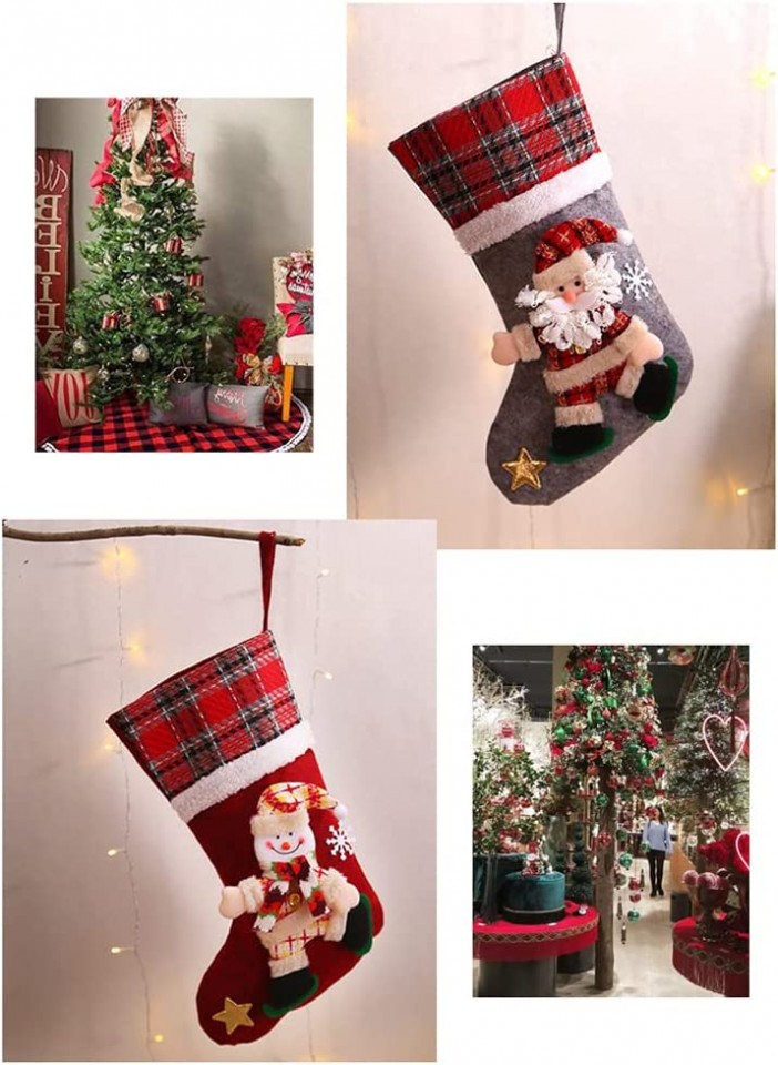 Poze Set de 4 ciorapi pentru Craciun Ailgely, textil, multicolor, 24 x 40 cm