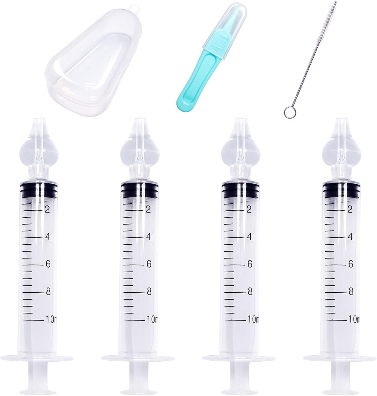 Set de 4 dispozitive cu accesorii pentru curatarea nasului pentru bebelusi AHPYEUHK, plastic, alb, 12,5 x 3 x 2,5 cm
