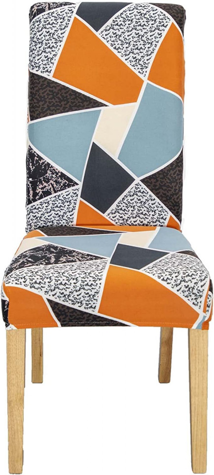 Set de 4 huse de scaun Shinesky, poliester/elastan, multicolor, 45-55 cm 45-55