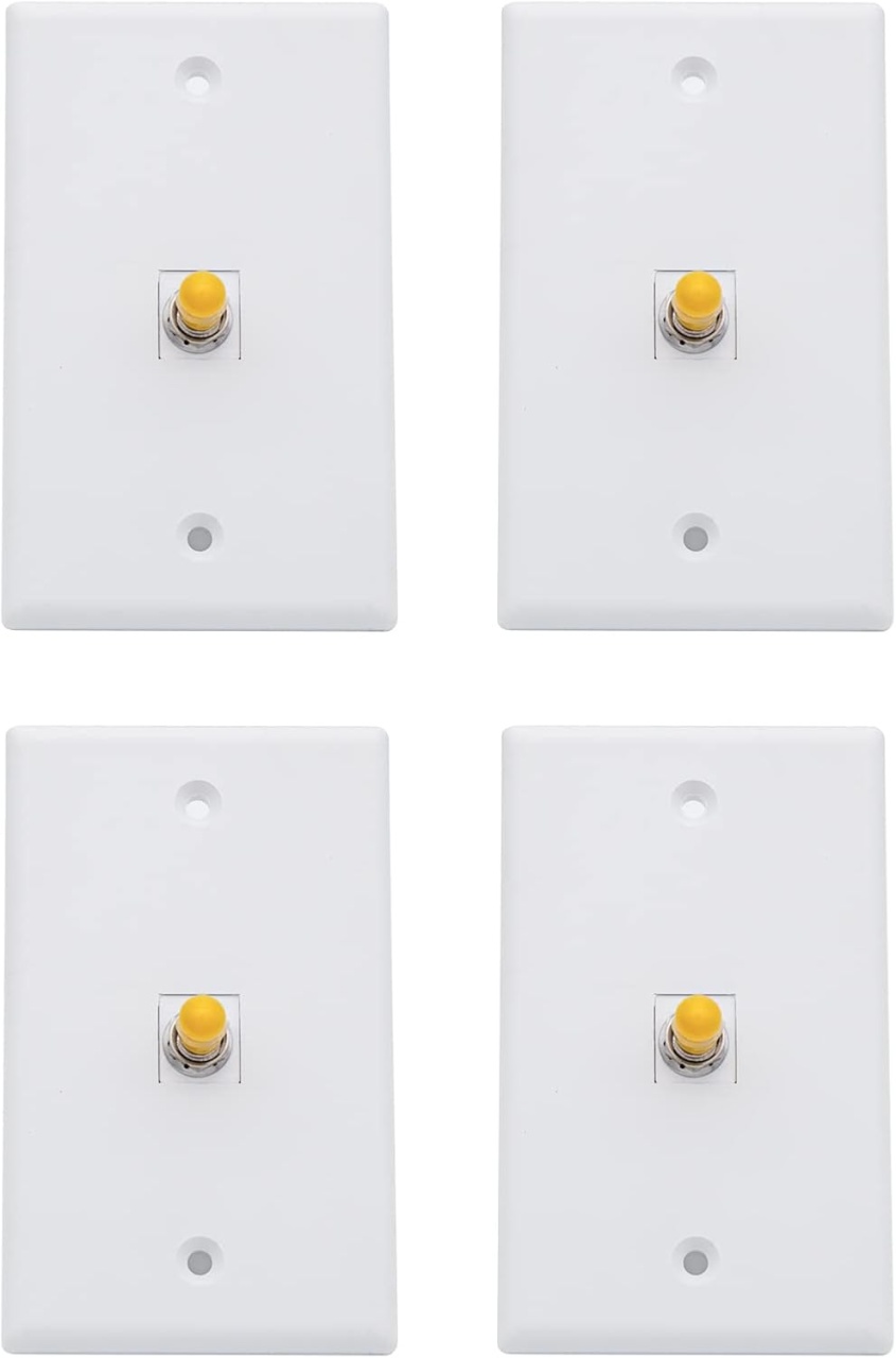 Set de 4 panouri cu un port pentru fibra optica cu adaptor ST SMF/MMF 10Gtek, plastic, alb/galben
