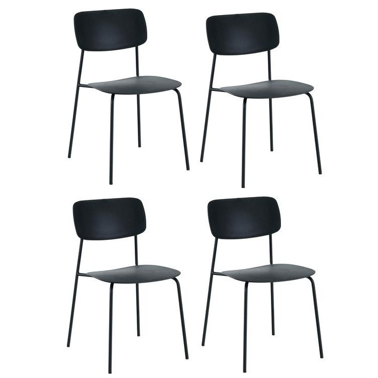 Set de 4 scaune Bon, metal/piele PU, negru, 79 x 45 x 50 cm image2