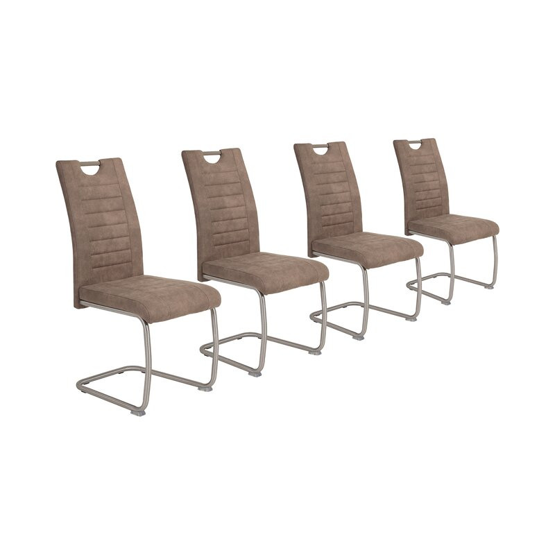 Set de 4 scaune tapitate Fenton, maro/argintiu, 98 x 43 x 59 cm chilipirul-zilei.ro imagine noua 2022