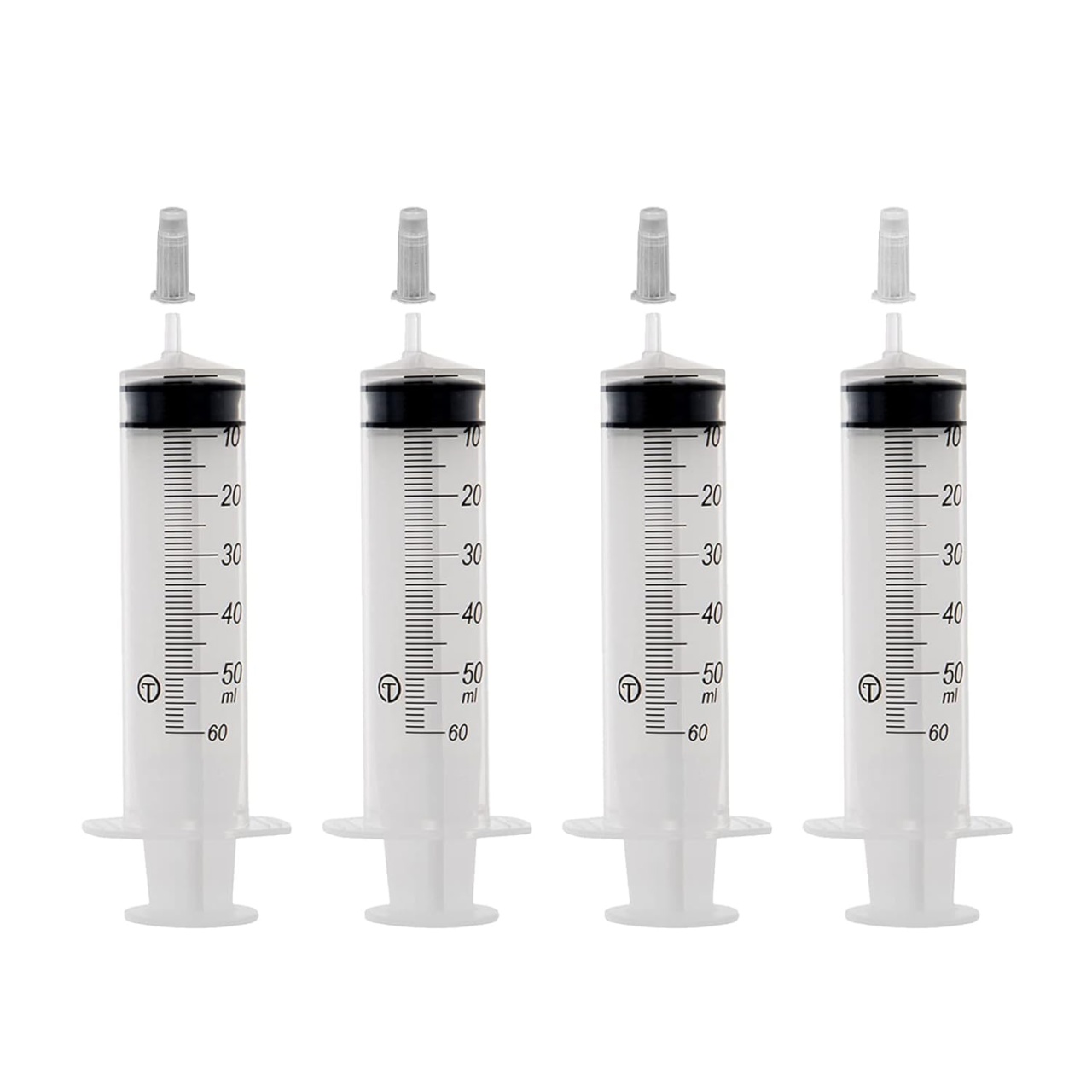 Set de 4 seringi pentru hrana animalelor Bastour, plastic, transparent/alb/negru, 13,7 x 3,1 cm, 60 ml