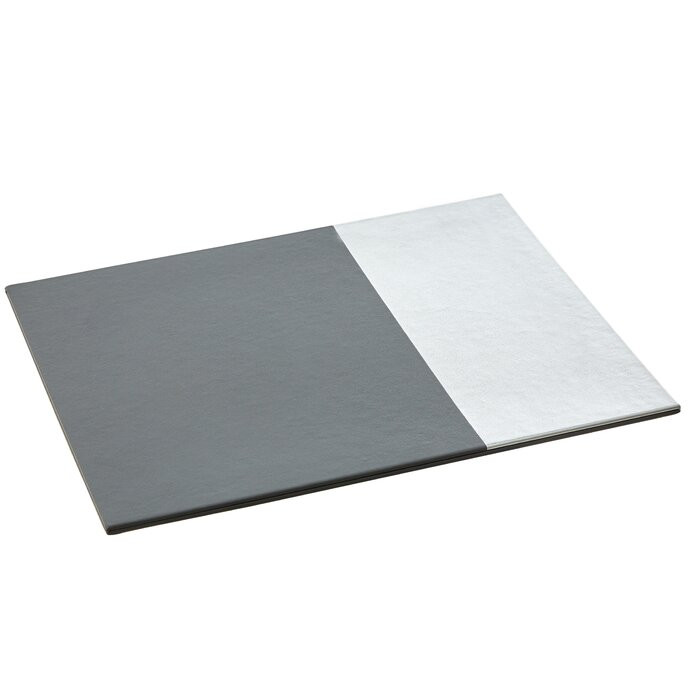 Set de 4 servete Geome, carton/poliuretan, gri/argintii, 28 x 21 cm