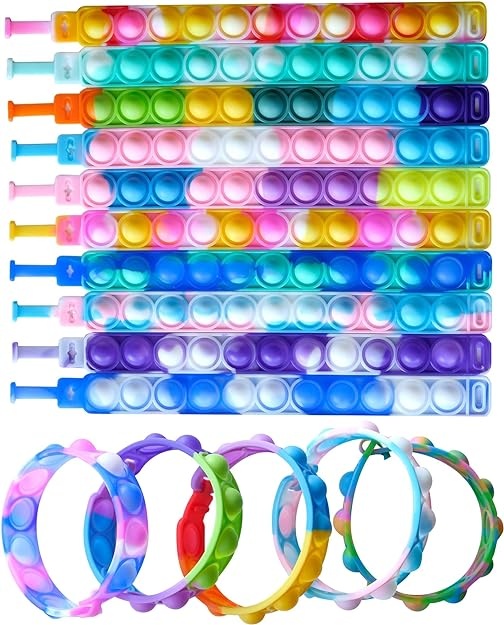 Set de 5 bratari Tilcare Chew, Pop It 3D, silicon, multicolor