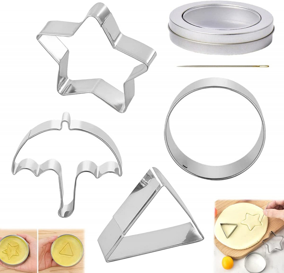 Set de 5 forme pentru prajituri Hillylolly, otel inoxidabil, argintiu