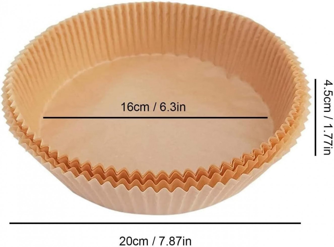 Poze Set de 50 hartii de copt pentru friteuza cu aer TOYVIDDY, natur, 20 x 4,5 cm