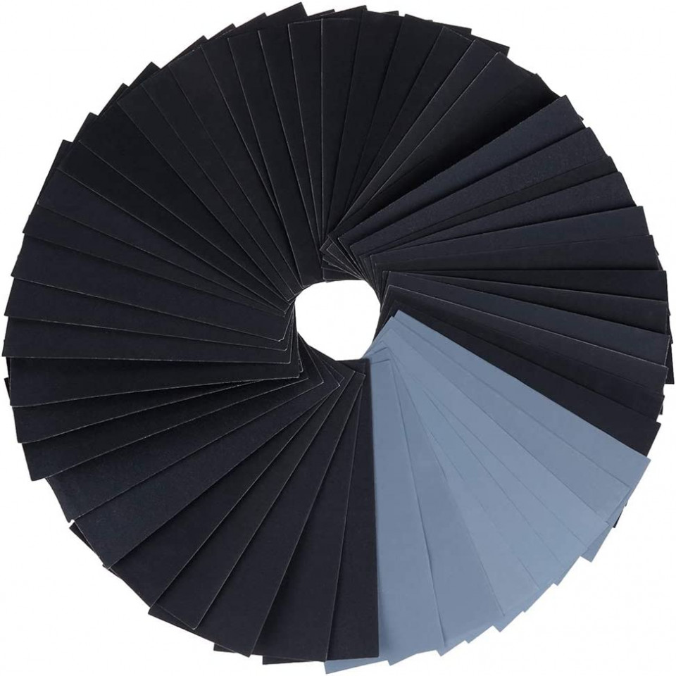 Set de 51 coli de smirghel Zacro, gri/negru, 22,85 x 9,15 cm