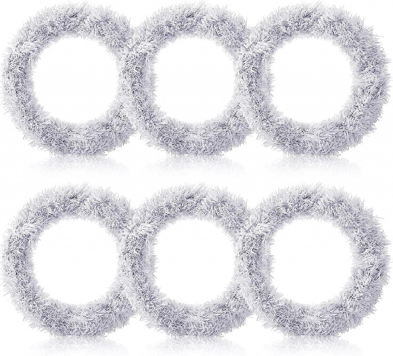 Set de 6 ghirlande de Craciun pentru coronite Geosar, folie, argintiu, 5,5 m x 5 cm