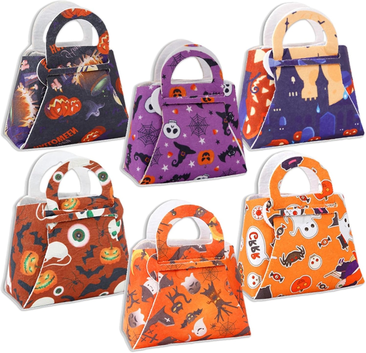 Set de 6 pungi pentru Halloween Yisscen, hartie, multicolor, 12 x 13 cm