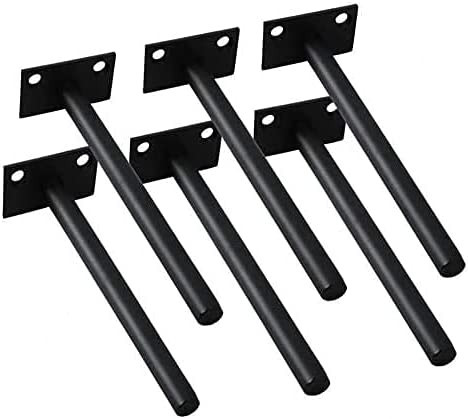 Set de 6 suporturi pentru rafturi MSYU, metal, negru, 15,2 x 5 x 3,8 cm
