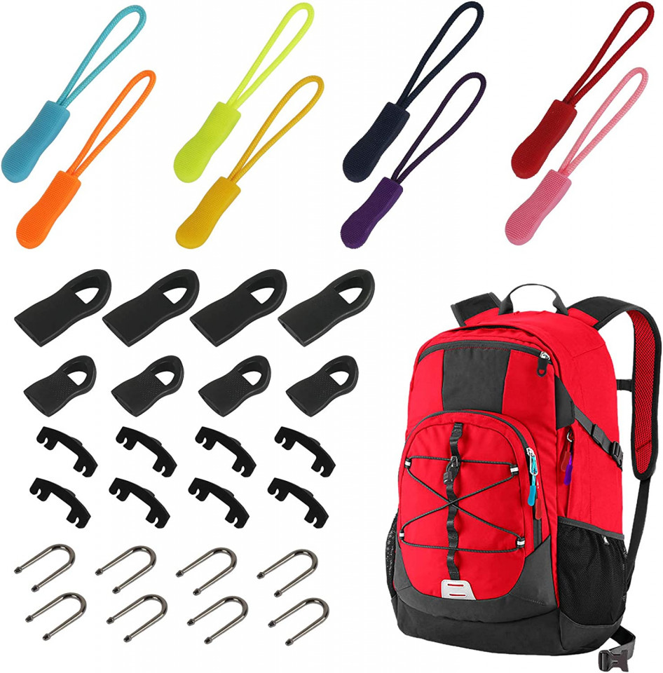 Set de 8 accesorii de inlocuire fermoar CHIFOOM, plastic, multicolor, 65 x9 mm/ 16 x 35 mm/ 15 x 26 mm