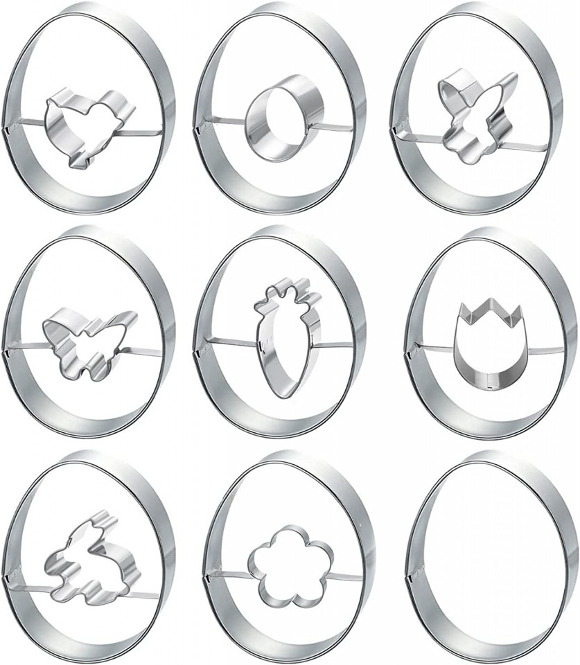 Set de 8 forme pentru prajituri Gallop Chic, model Paste, otel inoxidabil, argintiu, 7,3 x 5,5 cm