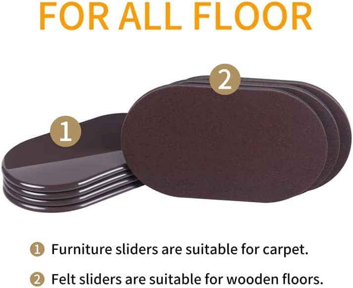 Set de 8 glisoare pentru mobilier Ezprotekt, plastic/EVA, negru/maro, 24,1 x 14,6 cm