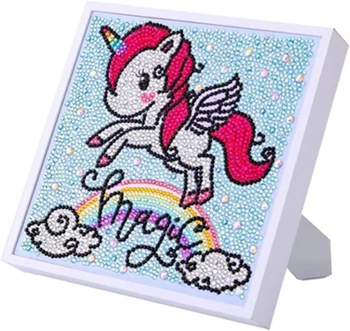 Set de creatie cu diamante si rama YLX, model unicorn, multicolor, 20 x 20 cm