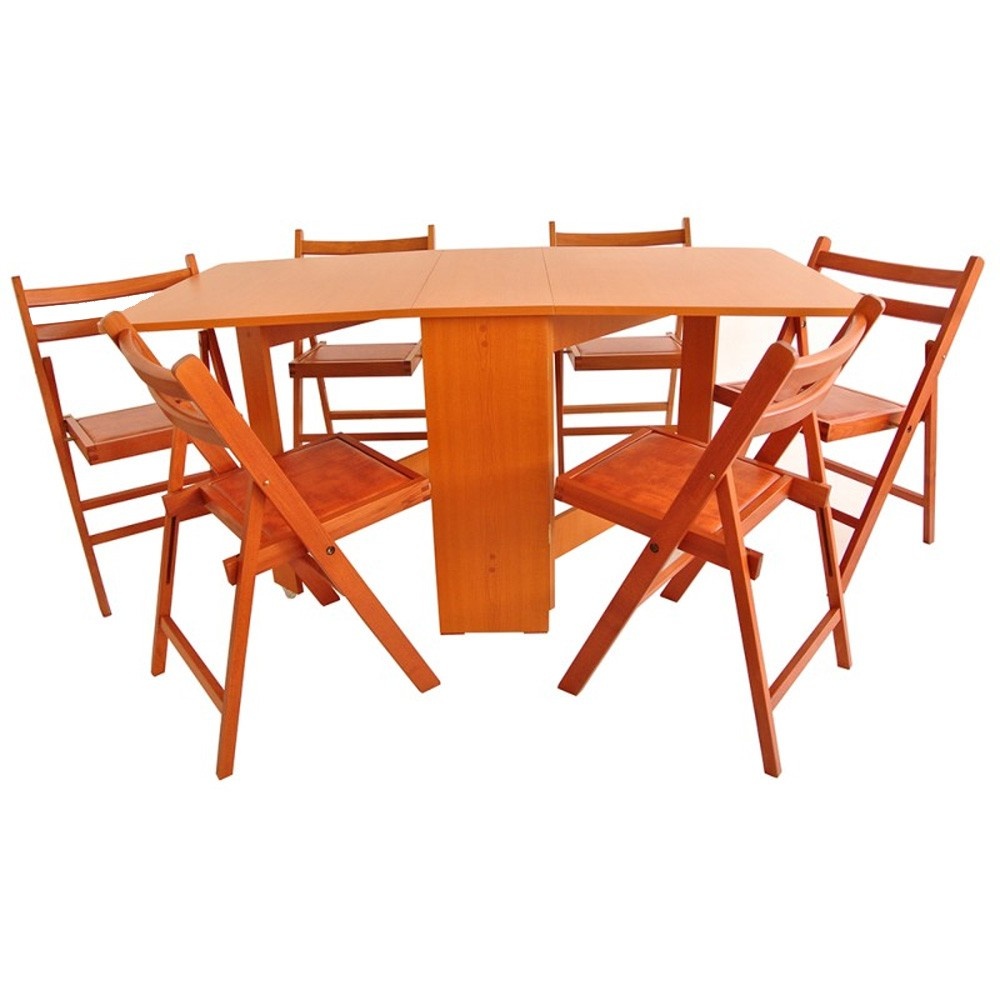 Set masa plianta MD1 cu 6 scaune pliante, cires