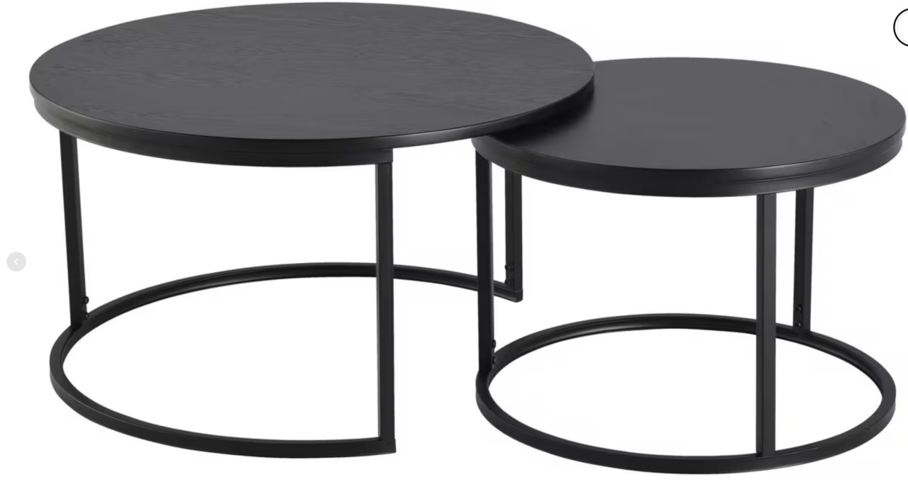 Set masute de cafea Mid, 80/60/45/42/80/60 cm rotunde, negre