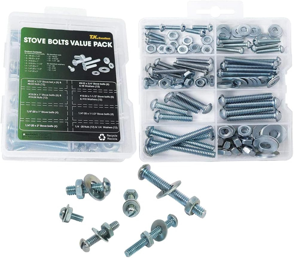 Set suruburi cu saibe si piulite TKExcellent, metal, argintiu, 108 piese