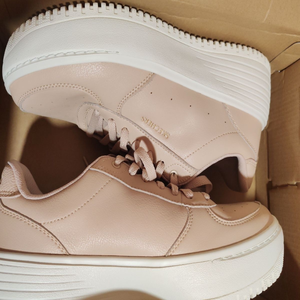 Skechers, Pantofi sport de piele ecologica Grand 92, Piersica, 39, Resigilat, Grad A