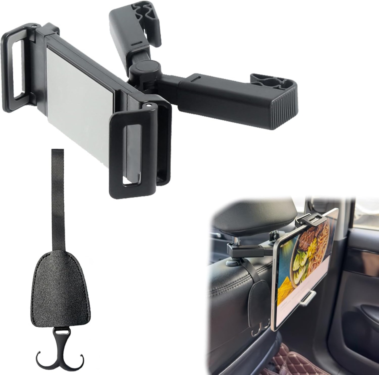 Suport auto pentru tableta Biuufish, plastic/silicon, negru, 4,7-12,9 inchi