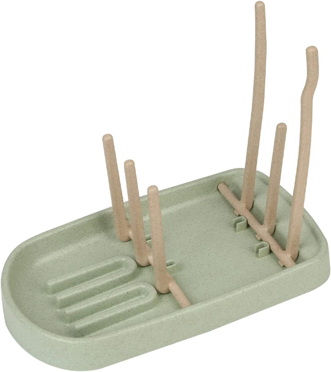 Suport pentru biberoane Kiuiom, plastic, verde/maro, 24 x 17.7 cm