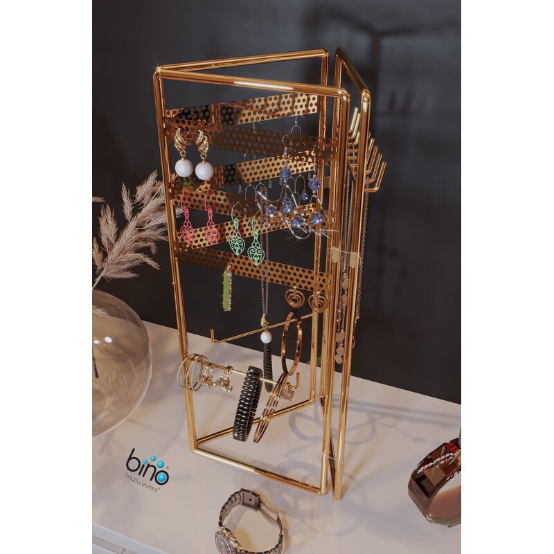Suport pentru chei/bijuterii Hanah Home, metal, auriu, 40 x 4 x 45 cm image
