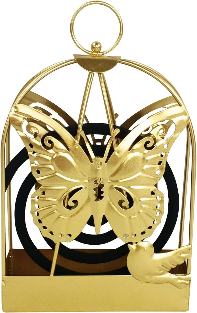 Suport pentru spirale de tantari Mecctuck, metal, auriu, 12.5 x 4 x 20 cm