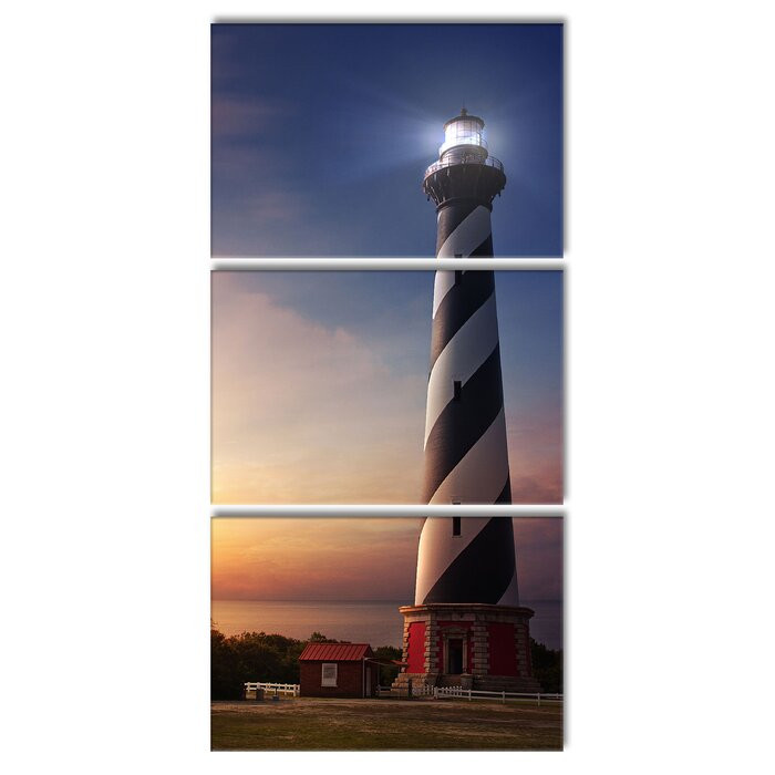 Tablou Cape Hatteras Lighthouse, 3 piese, 240 x 120 cm 120 imagine noua somnexpo.ro