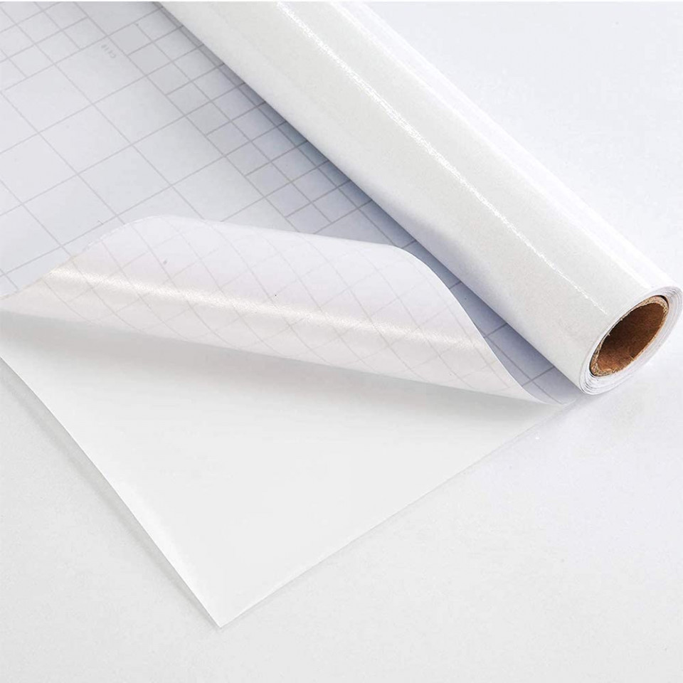 Poze Tapet autoadeziv Decoroom, PVC, alb, 40 x 300 cm