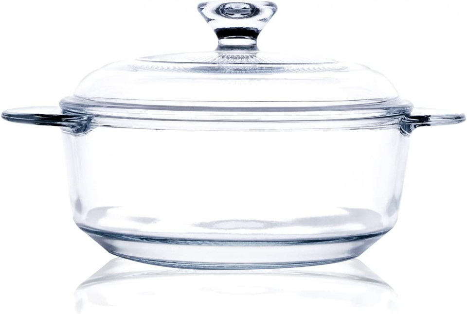 Vas cu capac pentru cuptor Husanmp, sticla, transparent, 21,89 x 11,70 cm, 1 L